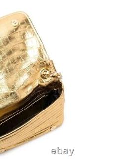 MOSCHINO Biker Jacket Metallic Leather Crossbody Bag In Gold LIMITED EDITION. NEW