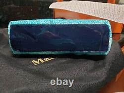 Marino Orlandi Handbag Clutch Aqua Blue Croc Leather Messenger Purse Brand New