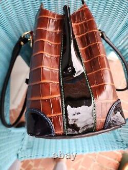 Marino Orlandi Italian Brown/blk Croc Large Gorgeous Leather Tote satchel