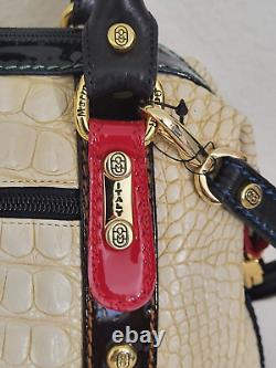 Marino Orlandi Italian Designer Croc Leather Ivory Black Satchel Back? Nwt