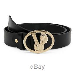 Men's Versace Jeans Belt Black Leather With Signature Buckle LIMITED EDITION
