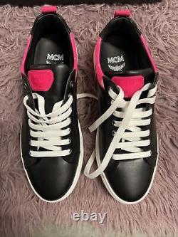 Mens MCM Neon Trim Logo Leather Sneakers Black size US 7 40 EU Limited Edition