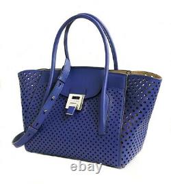 Michael Kors Collection Bag Bancroft Md Satchel Perforated Leather Lapis New