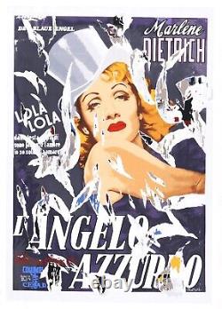 Mimmo Rotella Italian Original Signed Marlene Dietrich Lola 2002 Serigraph Canva