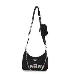 Mint! Prada Detachable Re-edition 2005 Nylon Hobo Shoulder Bag Handbag with Pouch