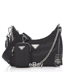 Mint! Prada Detachable re-edition 2005 nylon shoulder bag Handbag with Pouch