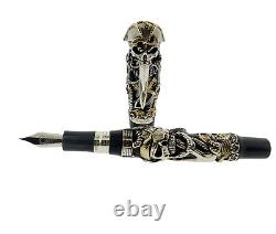 Montegrappa ISCUP3SC Sterling Silver Pirates Fountain Pen 18K Gold Medium NIB