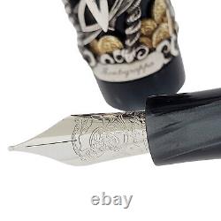 Montegrappa ISCUP3SC Sterling Silver Pirates Fountain Pen 18K Gold Medium NIB