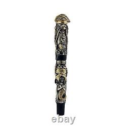 Montegrappa ISCUP3SC Sterling Silver Pirates Fountain Pen 18K Gold Medium NIB