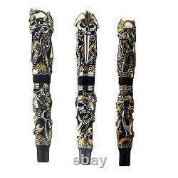 Montegrappa ISCUP3SC Sterling Silver Pirates Fountain Pen 18K Gold Medium NIB