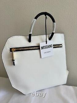 Moschino Couture Jeremy Scott WHITE BLACK CLUTCH FOLDED SHOPPING BAG ILLUSION