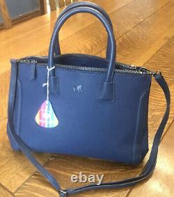 MyWalit Italy NWT Palermo Designer Multi-way Tote Blue Saffiano Leather Bag