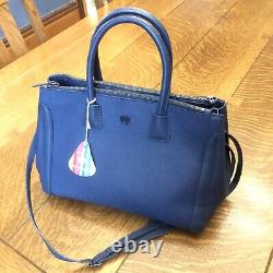 MyWalit Italy NWT Palermo Designer Multi-way Tote Blue Saffiano Leather Bag