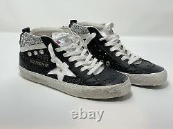 NEW $635 Sz 36 Golden Goose Private Edition Midstar Glitter Sneaker Black Silver