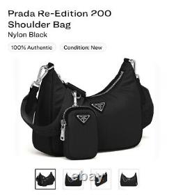 NEW! Auth Prada Re-edition 2005 Black Nylon Tessuto Shoulder Crossbody Hobo Bag