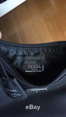 NEW! Authentic Prada Black Hobo Re-Edition 2000 Nylon Mini Tessuto Shoulder Bag