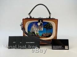NEW DOLCE GABBANA Limited Edition Runway Retro TV Handmade Wooden Box Bag Purse