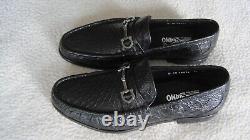 NEW IN BOX Ferragamo Giostra 3 Black Crocodile Leather men's Loafers size 11 2E