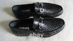 NEW IN BOX Ferragamo Giostra 3 Black Crocodile Leather men's Loafers size 11 2E