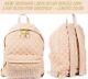 New Moschino Large Nylon Quilted Logo Blush Pink Backpack Leather Trim Italy