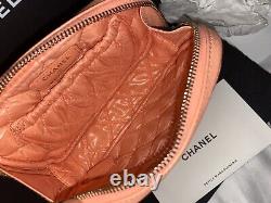 NEW! NWT CHANEL 23C Vanity Bag with Chain & Zip Pouch Caviar Leather Peach SET