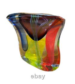 NEW Silvano Signoretto Vintage Multicolor Murano Glass Sculpture Vessel Signed