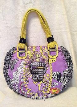 NEW VERSACE ALICE Purple Black Yellow SHOW Handbag, Limited Edition