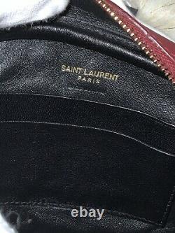 NEW YSL Saint Laurent CAMERA LOU LEATHER Crossbody- Red-BURGUNDY Dust Bag, Box