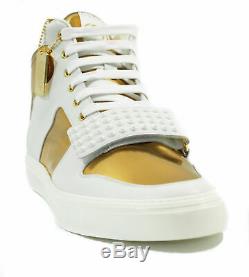 NEWithAUTH GUCCI 376195 Men's Limited Edition High Top Sneaker, White/Gold 13.5 US