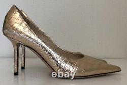 NIB $675 Jimmy Choo Love 85 Gold Metallic Pumps Heels Size 37 / 7