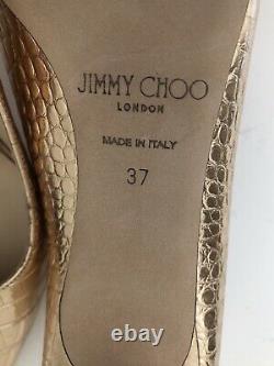 NIB $675 Jimmy Choo Love 85 Gold Metallic Pumps Heels Size 37 / 7
