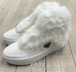 NIB $750 Mr & Mrs Italy Fur Leather Sneakers In White Size39 (US 9)