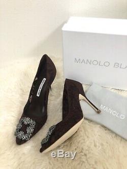 NIB Manolo Blahnik Hangisi Limited Edition Lace Crystal Strass Heels Pump 37