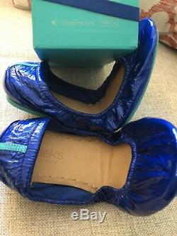NWB Tieks Limited Edition SO SEXY! Sapphire Blue Patent Leather Flat Shoes sz 9