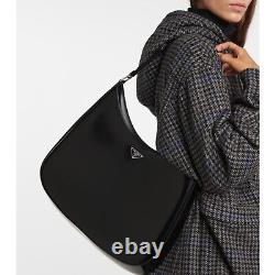 NWOT Prada Cleo Maxi Brushed Leather Shoulder Bag in Black