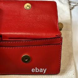 NWT $2000 Valentino Rockstud Birds Cuff Bracelet Clutch Pouch Bag Red Leather