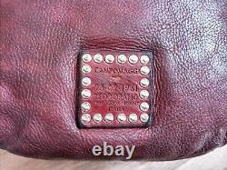 NWT CAMPOMAGGI ITALY Belt Sling Bag Oiled Leather Burgundy Studs Large Rare