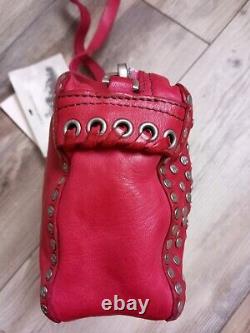 NWT CAMPOMAGGI ITALY Leather Crossbody/shoulder Bag Garnet Studs Cute/Edgy $480