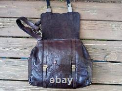 NWT CAMPOMAGGI Italy Oiled Leather Large Brown Crossbody Logo Straps Unisex