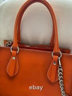 NWT CAVALCANTI Beautiful Genuine Leather Mandarino Satchel With Hidden Pocket