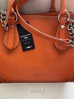 NWT CAVALCANTI Beautiful Genuine Leather Mandarino Satchel With Hidden Pocket