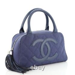 NWT CHANEL CC Tassel Bowler Bag Quilted Canvas Small