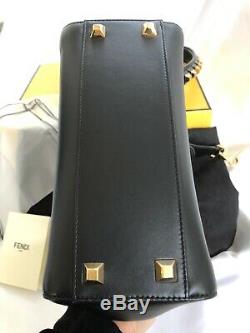 NWT Fendi MINI PEEKABOO Gold Edition Black Studs handbag 100% Authentic