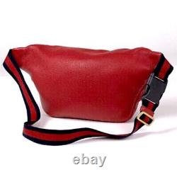 NWT Gucci Belt Bag Logo Crossbody Bag Red Pebbled Leather