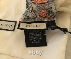 NWT Gucci Embroidered Strawberry White Tulle Gloves Size 8/L Limited Edition