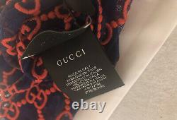 NWT Gucci GG Embroidered Lace Tulle Blue/Red Gloves Size 7/S Limited Edition
