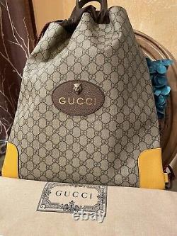 NWT Gucci GG Supreme Logo Coated Canvas/Leather Backpack Bag 473872 Tiger Logo