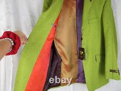 NWT LIMITED EDITION Men's TED BAKER Tweed Lime Green 100% Wool Blazer Jacket 42R