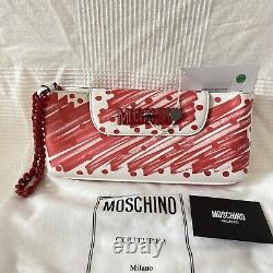 NWT Moschino Runway Lettering Brushstroke Leather Clutch Bag Limited Edition