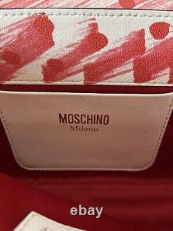 NWT Moschino Runway Lettering Brushstroke Leather Clutch Bag Limited Edition